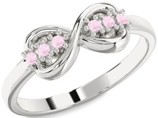 Rose Quartz Silver Infinity Round Ring