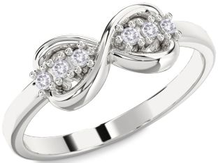 Salt & Pepper Diamond Silver Infinity Round Ring
