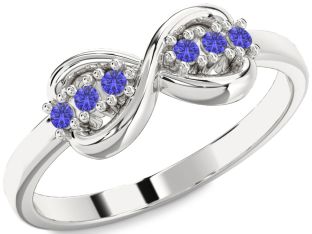Tanzanite Silver Infinity Round Ring