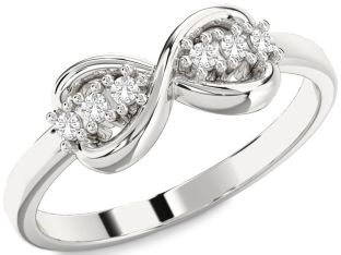 White Sapphire Silver Infinity Round Ring
