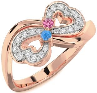 Diamond Rose Gold Infinity Heart Two Stone Promise Ring