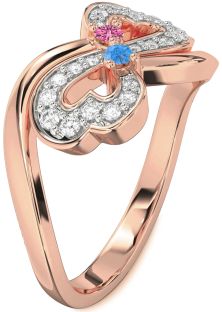 Diamond Rose Gold Infinity Heart Two Stone Promise Ring