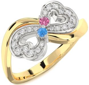 Diamond Platinum & Yellow Gold Infinity Heart Two Stone Promise Ring