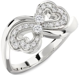 Diamond Platinum Infinity Heart Round Two Stone Ring