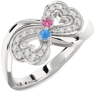 Diamond White Gold Infinity Heart Two Stone Promise Ring