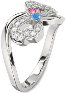 Diamond Platinum Infinity Heart Two Stone Promise Ring