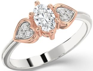 Diamond White Rose Gold Heart Engagement Ring