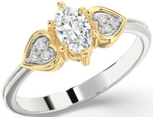 Diamond Silver & 10K gold Heart Engagement Ring