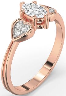 Diamond Rose Gold Heart Engagement Ring