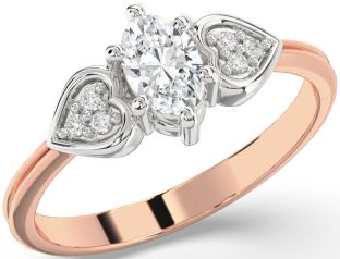 Diamond White Rose Gold Heart Engagement Ring