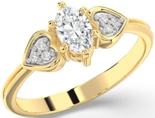 Diamond Gold Heart Engagement Ring