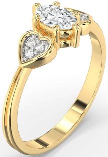Diamond Gold Heart Engagement Ring