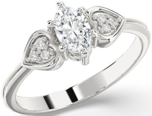 Diamond Platinum Heart Engagement Ring