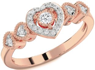 Diamond Rose Gold Heart Round Promise Ring