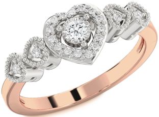Diamond Platinum & Rose Gold Heart Round Promise Ring