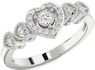 Diamond Platinum Heart Round Promise Ring