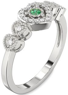 Diamond Emerald White Gold Heart Promise Ring