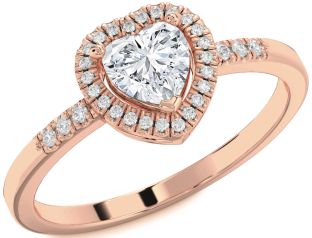 Diamond Rose Gold Heart Halo Solitaire Engagement Ring