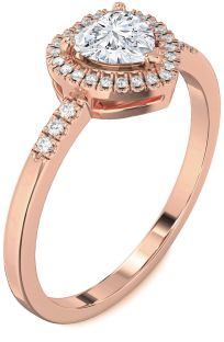 Diamond Rose Gold Heart Halo Engagement Ring