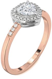 Diamond White Rose Gold Heart Halo Engagement Ring