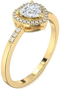 Diamond Gold Heart Halo Engagement Ring