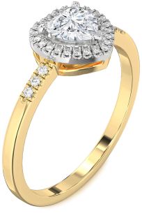 Diamond White Yellow Gold Heart Halo Engagement Ring
