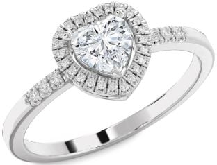 Diamond Platinum Heart Halo Solitaire Engagement Ring