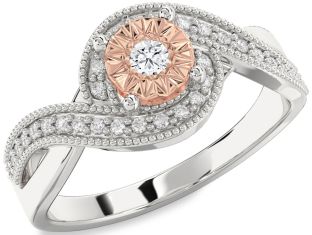 Diamond White Rose Gold Round Promise Ring