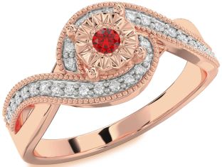 Diamond Ruby Rose Gold Round Promise Ring
