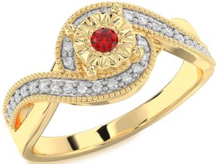 Diamond Ruby Gold Round Promise Ring