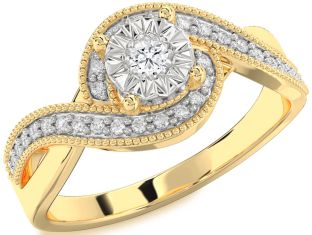 Diamond Platinum & Yellow Gold Round Promise Ring