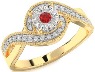 Diamond Ruby Platinum & Yellow Gold Round Promise Ring