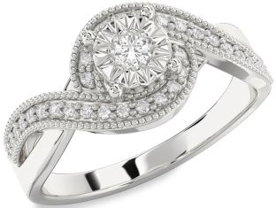 Diamond White Sapphire Silver Round Promise Ring
