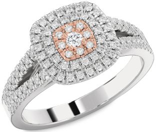 Diamond White Rose Gold Round Promise Ring