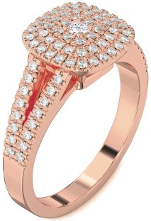 Diamond Rose Gold Halo Round Pave Promise Ring