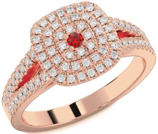 Diamond Ruby Rose Gold Round Promise Ring