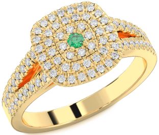 Diamond Emerald Gold Round Promise Ring