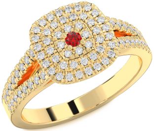 Diamond Ruby Gold Round Promise Ring