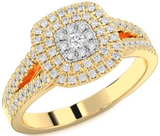 Diamond White Yellow Gold Round Promise Ring