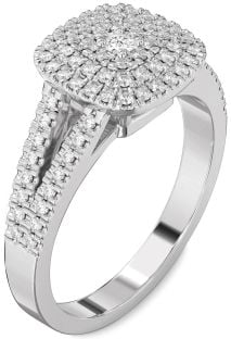 Diamond White Gold Halo Round Pave Promise Ring