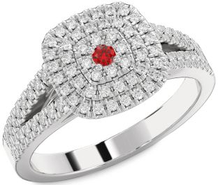 Diamond Ruby White Gold Round Promise Ring