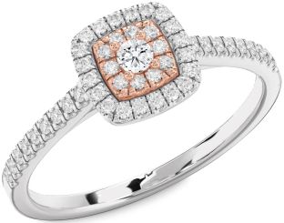 Diamond White Rose Gold Round Promise Ring