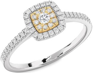 Diamond Silver & 10K gold Round Promise Ring