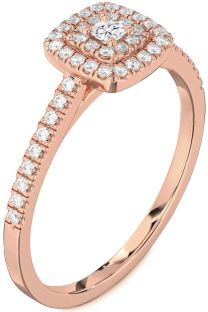 Diamond Rose Gold Halo Round Pave Promise Ring
