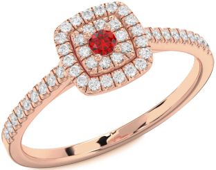 Diamond Ruby Rose Gold Round Promise Ring