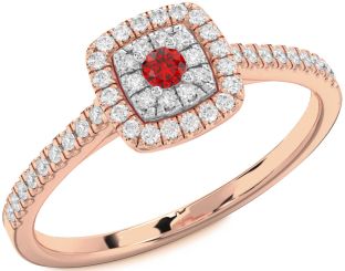 Diamond Ruby White Rose Gold Round Promise Ring
