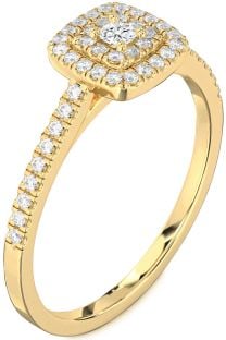 Diamond Gold Halo Round Pave Promise Ring
