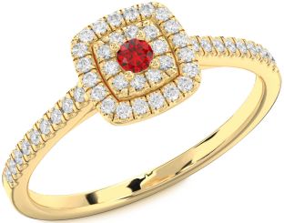 Diamond Ruby Gold Round Promise Ring