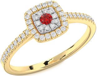 Diamond Ruby Platinum & Yellow Gold Round Promise Ring