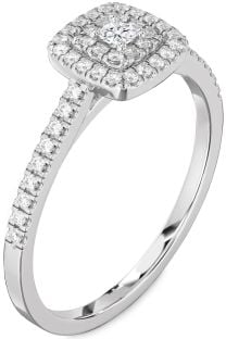 Diamond White Gold Halo Round Pave Promise Ring